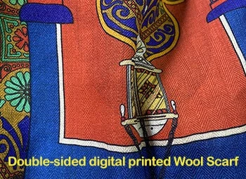 Double-sided printed wool scarf Double-sided printed wool scarf